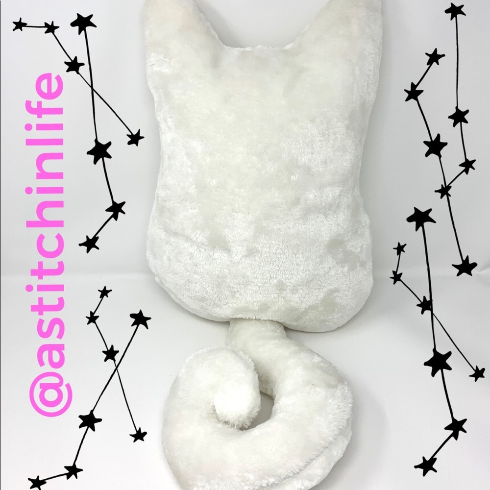 White Faux Fur Kitty Throw Pillow 😻